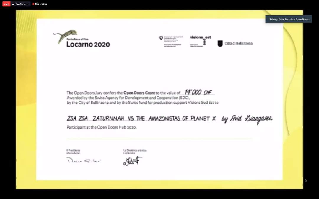 The Open Doors Locarno Development Support Grant was announced online.